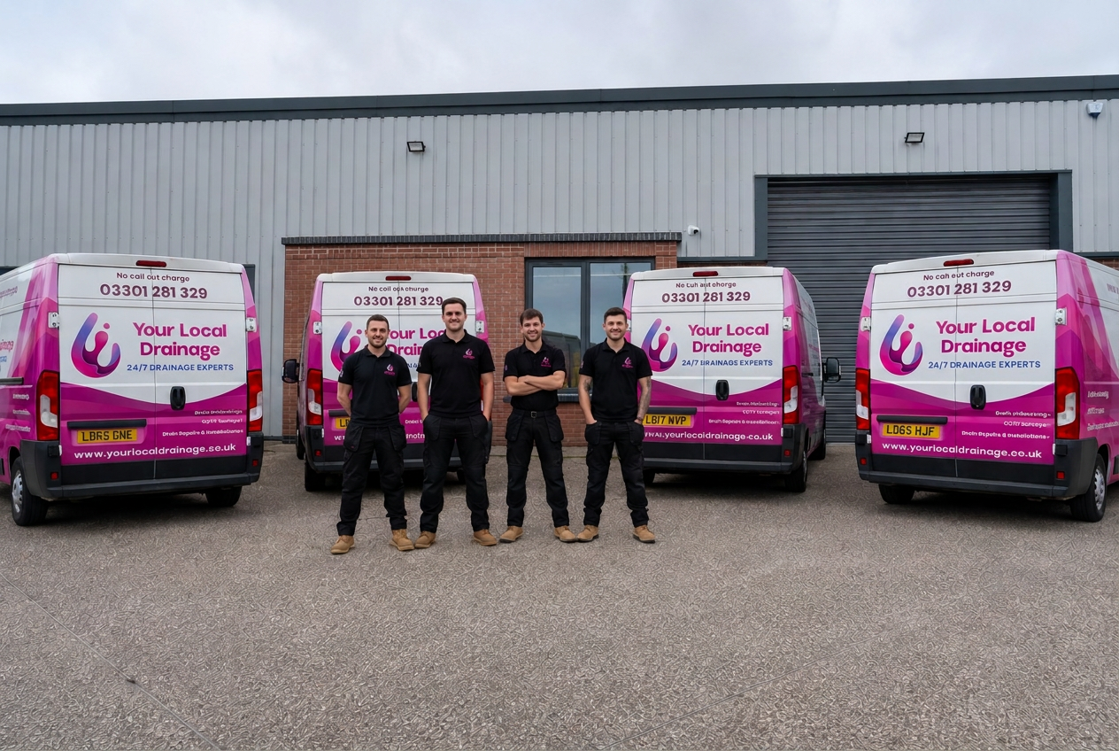 The Your Local Drainage team with the company fleet